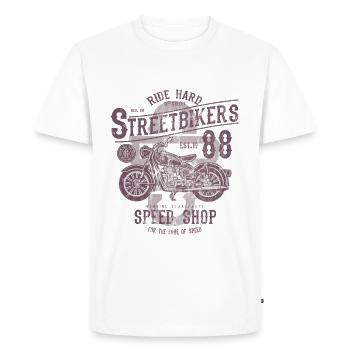STREET BIKERS - Biker Motorcycle Motorcyle Gift - Men's Premium Organic T-Shirt - white - Front - Nico (187cm)