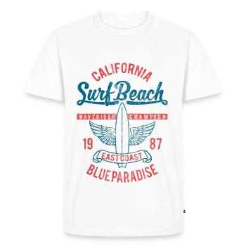PLAGE SURF - Vintage Surf et Surf Surfer shirt - T-shirt Premium bio Homme - blanc - Devant - Nico (187cm)