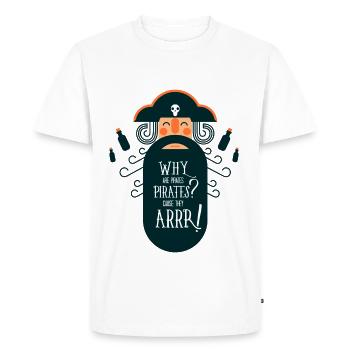 CAUSE THEY ARRR! - Pirate Proverbs Shirt - Men's Premium Organic T-Shirt - white - Front - Nico (187cm)