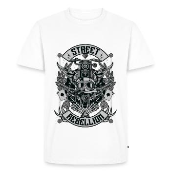 BIKER REBELLION - Cycliste et moto shirt cadeau - T-shirt Premium bio Homme - blanc - Devant - Nico (187cm)