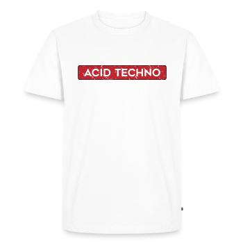 Acid Techno 303 Rave | Dunkle harte Säure Techno - Männer Premium Bio T-Shirt - Weiß - Vorne - Nico (187cm)