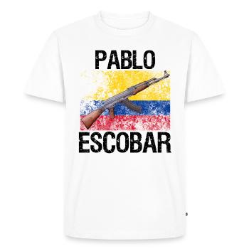 Pablo Escobar "Ak 47" - Men's Premium Organic T-Shirt - white - Front - Nico (187cm)