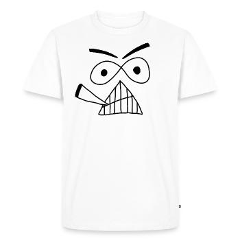 Cool Grumpy Face black- Weska Face Collection - Men's Premium Organic T-Shirt - white - Front - Nico (187cm)