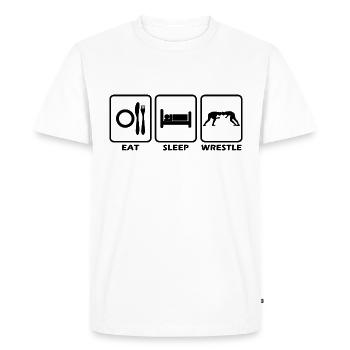 Eating Sleeping Wrestling Wrestler Gift Idea - Men's Premium Organic T-Shirt - white - Front - Nico (187cm)