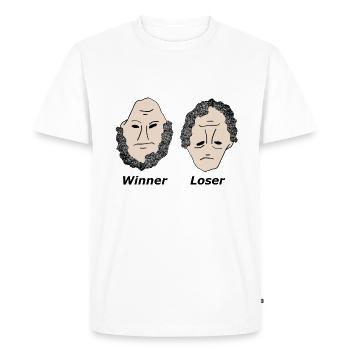 Winner & Loser (Gagnant Perdant) noir - T-shirt Premium bio Homme - blanc - Devant - Nico (187cm)