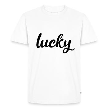 Chanceux - T-shirt Premium bio Homme - blanc - Devant - Nico (187cm)