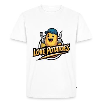 Drôle de pomme de terre avec casquette de baseball Végétalien Végétarien - T-shirt Premium bio Homme - blanc - Devant - Nico (187cm)