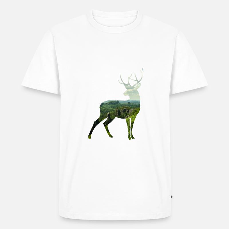 Hirsch Silhoutte - Männer Premium Bio T-Shirt - Weiß