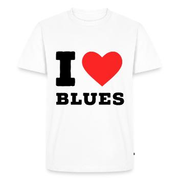 I love blues - Men's Premium Organic T-Shirt - white - Front - Nico (187cm)