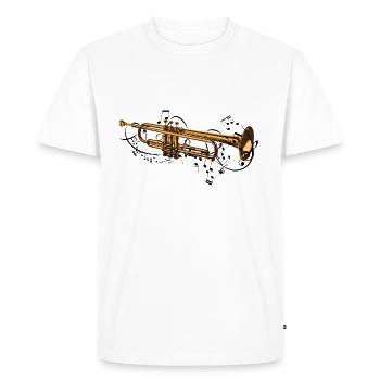 Music and notes come from the instrument trumpet - Men's Premium Organic T-Shirt - white - Front - Nico (187cm)
