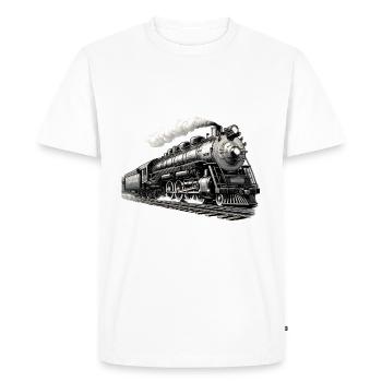 Graphismes de locomotives à vapeur - T-shirt Premium bio Homme - blanc - Devant - Nico (187cm)