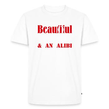 J'ai deux belles filles amusantes Gun Shovel Alibi - T-shirt Premium bio Homme - blanc - Devant - Nico (187cm)