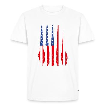 Drapeau américain USA Airplane Jet Fighter 4 juillet Pa - T-shirt Premium bio Homme - blanc - Devant - Nico (187cm)