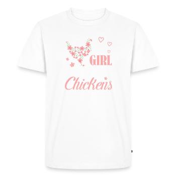 Juste une fille qui aime les poulets Poulet Fleurs loin - T-shirt Premium bio Homme - blanc - Devant - Nico (187cm)