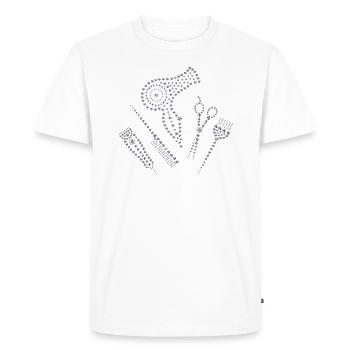 Coiffeur Coiffeur Tablier Strass Ciseaux Peigne Cheveux - T-shirt Premium bio Homme - blanc - Devant - Nico (187cm)