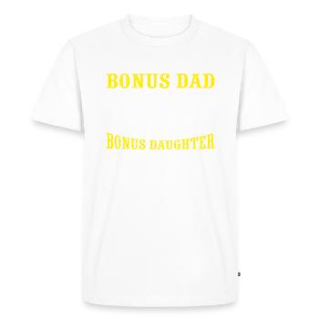 Funny Bonus Dad Stepdaughter Stepdad Fathers Day G - T-shirt Premium bio Homme - blanc - Devant - Nico (187cm)