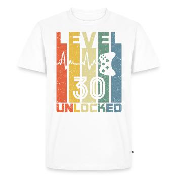 Niveau 30 Débloqué Fun 30 Ans Video Gamer 30t - T-shirt Premium bio Homme - blanc - Devant - Nico (187cm)