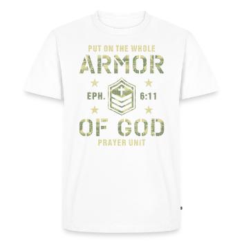 Armure de Dieu cadeau pour les chrétiens Camouflé religieux - T-shirt Premium bio Homme - blanc - Devant - Nico (187cm)