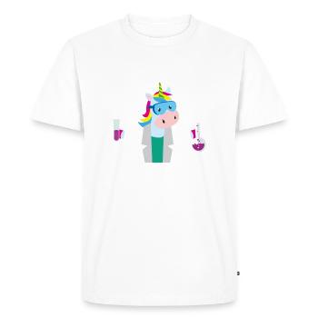 Funny Science Is Like Magic But Real Unicorn Lover - Men's Premium Organic T-Shirt - white - Front - Nico (187cm)