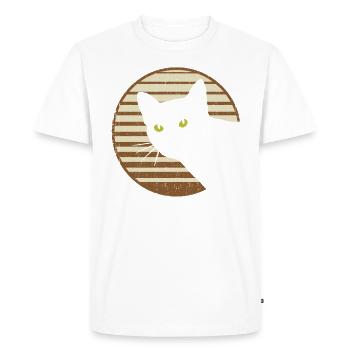 Vintage 80's Eighties Style Cat Lover Drôle - T-shirt Premium bio Homme - blanc - Devant - Nico (187cm)
