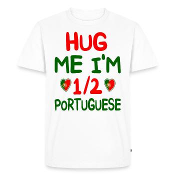 Humour Portugais Je Suis À Moitié Portugais - T-shirt Premium bio Homme - blanc - Devant - Nico (187cm)
