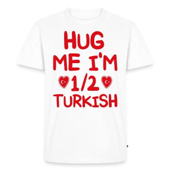 Humour Turque Je Suis À Moitié Turque - T-shirt Premium bio Homme - blanc - Devant - Nico (187cm)