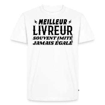 Super Livreur Humour Meilleur Chauffeur Livreur - T-shirt Premium bio Homme - blanc - Devant - Nico (187cm)
