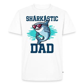 Sharkastic Father Shark Joke Sarcastic Dad - Men's Premium Organic T-Shirt - white - Front - Nico (187cm)