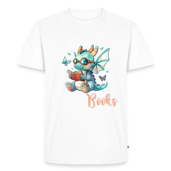 Soyez Intelligent Lisez Des Livres Dragon Lecture - T-shirt Premium bio Homme - blanc - Devant - Nico (187cm)