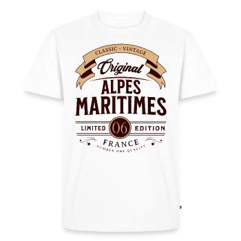 Vintage Alpes-Maritimes Département France - T-shirt Premium bio Homme - blanc - Devant - Nico (187cm)