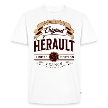 Vintage Hérault Département France - T-shirt Premium bio Homme - blanc - Devant - Nico (187cm)