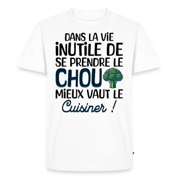 Se Prendre Le Chou Cuisine Humour Cuisinier - T-shirt Premium bio Homme - blanc - Devant - Nico (187cm)