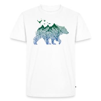 Ours Nature Montagnes Forêt Montagnes Sauvage fraîche - T-shirt Premium bio Homme - blanc - Devant - Nico (187cm)