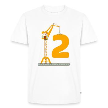 Camion de grue de pelle de chantier d'anniversaire de 2 deuxième anniversaire - T-shirt Premium bio Homme - blanc - Devant - Nico (187cm)