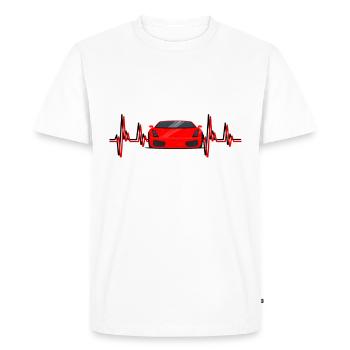 ECG Rythme cardiaque - voiture / voiture de sport - T-shirt Premium bio Homme - blanc - Devant - Nico (187cm)