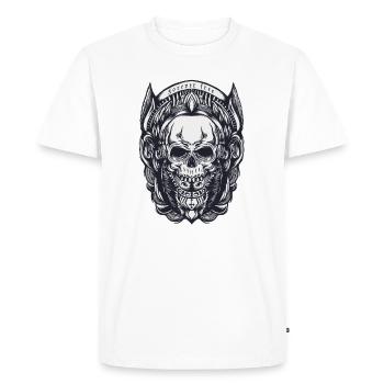Motard à bascule motif tête de mort rebelle Forever Free - T-shirt Premium bio Homme - blanc - Devant - Nico (187cm)