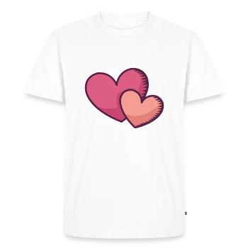 Deux cœurs roses - T-shirt Premium bio Homme - blanc - Devant - Nico (187cm)