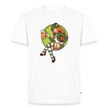 Fille de lutin avec chope de bière - T-shirt Premium bio Homme - blanc - Devant - Nico (187cm)