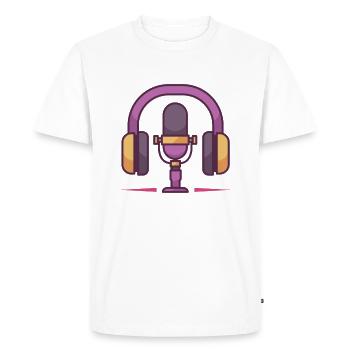 Microphone and Headphones Set - Men's Premium Organic T-Shirt - white - Front - Nico (187cm)