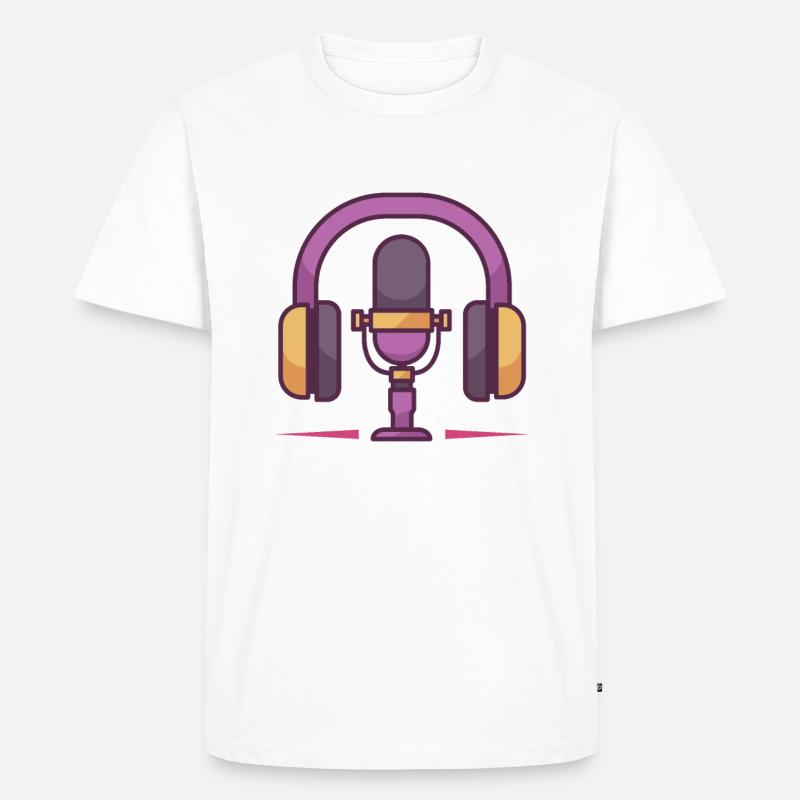 Mikrofon- und Kopfhörerset - Männer Premium Bio T-Shirt - Weiß