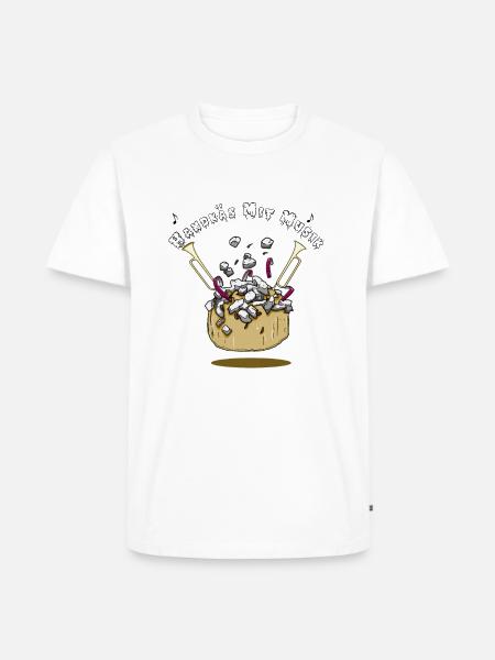 Handkäs mit Musik - Männer Premium Bio T-Shirt - Weiß