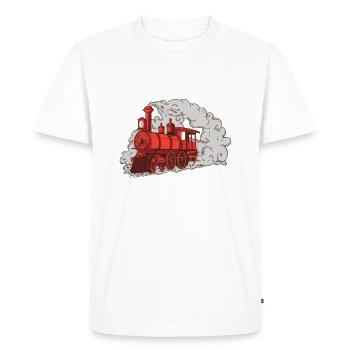 Train Steam Locomotive - Men's Premium Organic T-Shirt - white - Front - Nico (187cm)