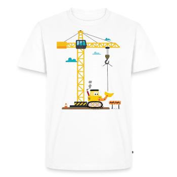Enfants 3ème anniversaire garçons avec grue et excavatrice, - T-shirt Premium bio Homme - blanc - Devant - Nico (187cm)