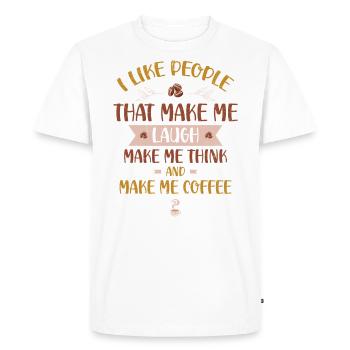Coffee Lover Caffeine Lovers Cappuccino Design - Men's Premium Organic T-Shirt - white - Front - Nico (187cm)