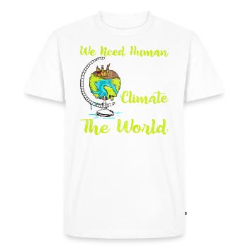 We need human change, not human change - Men's Premium Organic T-Shirt - white - Front - Nico (187cm)