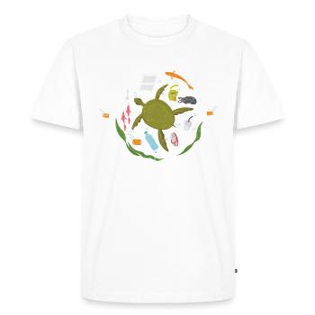 Keep the sea plastic-free for the climate - Men's Premium Organic T-Shirt - white - Front - Nico (187cm)