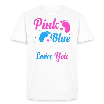 Pink or Blue Grandpa Loves You Gender - Men's Premium Organic T-Shirt - white - Front - Nico (187cm)