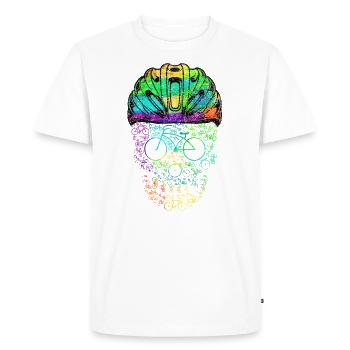 Skull With Helmet Cyclist Design For - Men's Premium Organic T-Shirt - white - Front - Nico (187cm)