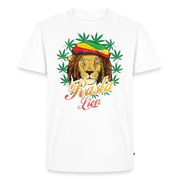 Rasta Lion Reggae Style Design pour la musique reggae - T-shirt Premium bio Homme - blanc - Devant - Nico (187cm)