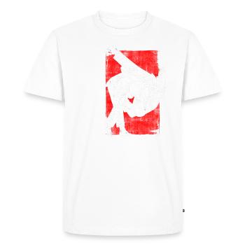 Hajime-design Pour les fans de karaté et d’arts martiaux - T-shirt Premium bio Homme - blanc - Devant - Nico (187cm)